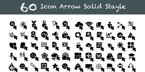 Poster - 60 Icon Arrow Line Style for any purposes website mobile app presentation