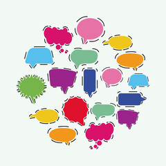 Canvas Print - bundle of speech bubbles around icons