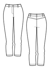 Wall Mural - Women's clothing jeans. Vector templates in front and back for fashion design.