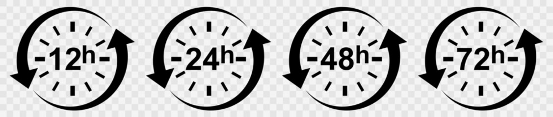 Poster - clock with arrow circle vector icon set. work time. delivery service time icons. time symbol isolate