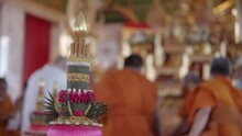 New Monk Ordination Ceremony In Theravada Buddhism In Thailand In Which The Ceremony Will Surround The Old Monks And Those Who Are Ordained.