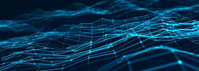 Aufkleber - Big Data visualization. Data technology illustration. Science background. Technological 3D landscape. 3D