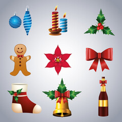 Poster - bundle of nine happy merry christmas icons