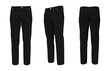 Men's jeans in front, side and back views. 3d rendering, 3d illustration