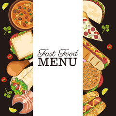 Wall Mural - delicious fast food menu frame