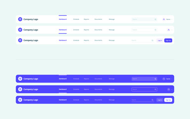 Web app navigation menu UI design sources