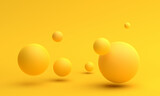 Abstract 3d render of composition with yellow spheres, modern background design