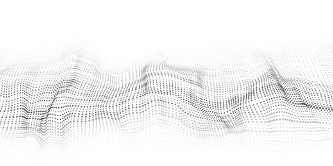 Poster - Vector abstract white futuristic background. Big data visualization. Digital dynamic wave of particles.