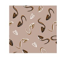 Heart Shaped Coffee Beans Seamless Pattern. Vector.