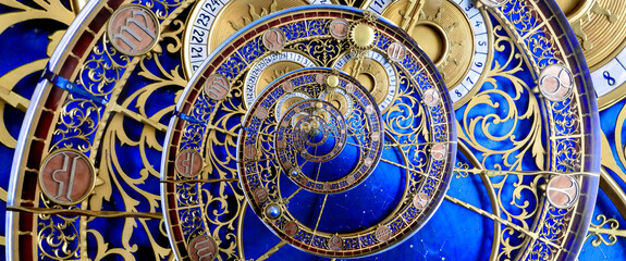 Wall Mural - Abstract ancient zodiac clock. Abstract Astronomical clock