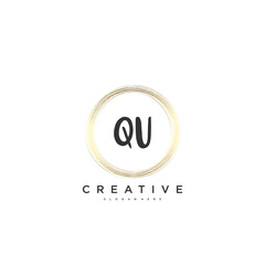 QU Beauty vector initial logo, handwriting logo art design of initial signature, wedding, fashion, jewerly, boutique, floral and botanical with creative template for any company or business.