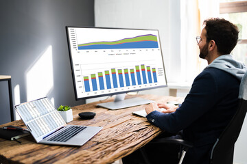 Poster - Profitable Graph On Analyst Computer Screen