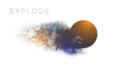 Wall Mural - circle explosion with abstract burst. vector particles of black shape broken debris. 3d circle energ