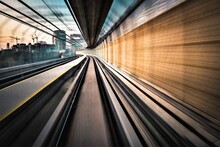 Blurred Motion Of Railroad Tracks In Tunnel