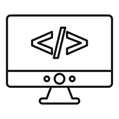 Poster - it monitor icon. outline it monitor vector icon for web design isolated on white background