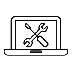 Poster - laptop repair icon. outline laptop repair vector icon for web design isolated on white background