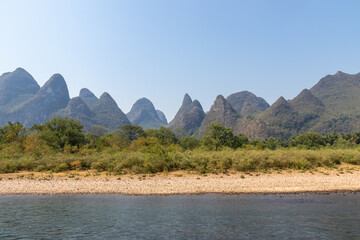 Sticker - Montagnes karstiques sur la rivière Li, Chine