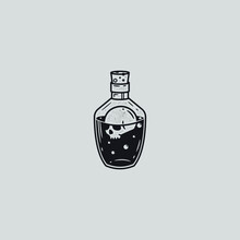Bottle Of Poison Mono Line Style Vector Illustration.