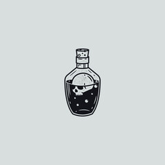 bottle of poison mono line style vector illustration.