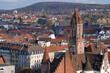 Stadtansicht Saarbrücken, Deutschland von oben mit historischem Rathausturm