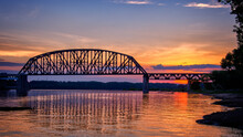 The Historic Fourteenth Street Bridge Over The Ohio River, Connecting Kentucky And Indiana