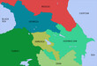 South caucasus colorfull political map
