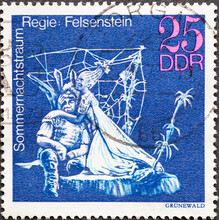 GERMANY, DDR - CIRCA 1973 : A Postage Stamp From Germany, GDR Showing A Theatrical Production Of Midsummer Night's Dream The Comedy By William Shakespeare. Director: Felsenstein