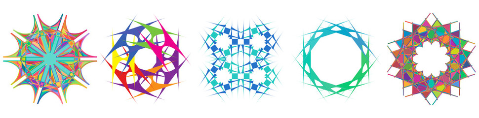 Poster - Abstract gem, crystal like clip-art set. Colorful