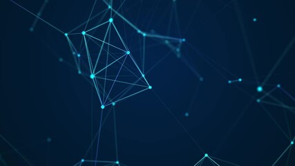 Poster - Abstract background with motion lines and dots. Network connection structure. Data exchange. 3D seamless loop.