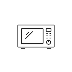 Sticker - Microwave oven line icon, Vector isolated simple kitchen equipment illustration