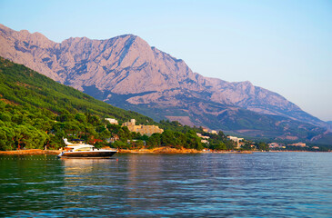 Poster - Touristic view of Makarska resort on the Dalmatian Coast, Croatia, Europe