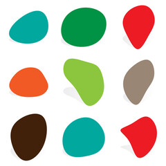 Poster - Random blotch, inkblot. Pebble, stone silhouette. Organic blob, blot, speck shape. Splat, fleck. Drop of liquid, fluid. Ink stain, mottle spot irregular shape. Basic, simple rounded, smooth gel form