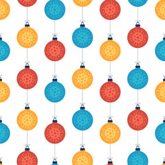 Canvas Print - Christmas coronavirus seamless pattern colorful balls on white background. Covid simple new year pattern Vector illustration