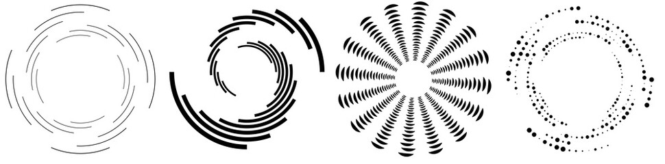 Poster - Spiral, swirl, twirl element set. Rotating circular shape Vector Illustration