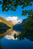 Fototapeta  - Beautiful summer scene of vorderer gosausee lake. Colorful evening view of Salzkammergut berge Alps on the Austrian , Europe. Beauty of nature concept background.