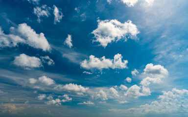 Blue sky with beautiful clouds at sunny day.