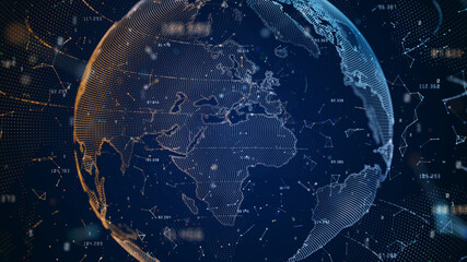 Fototapete - Technology Network BIG Data Connection, Digital Network and Cyber Security Concept, Global Network 5g High-Speed Connection Background
