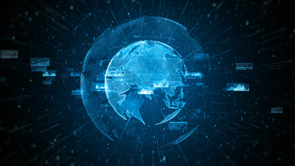 Poster - Global network 5g High speed internet communication, Technology network digital data connection and Internet marketing background
