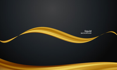 Poster - Abstract golden flow liquid wave background on gradient black. Minimalist modern, suitable for wallpapers, banners, gaming, cards, book illustrations, landing pages, flyer, poster, etc.