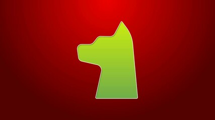 Poster - Green line Cat icon isolated on red background. 4K Video motion graphic animation