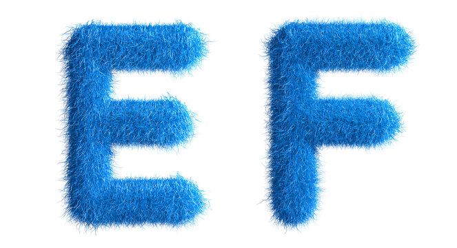 Alphabet made from fur, fur font, 3d alphabet. 3d illustration.
