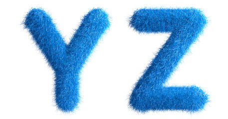 Poster - Alphabet made from fur, fur font, 3d alphabet. 3d illustration.