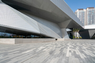 Poster - Empty square floor and modern architecture in Taiyuan, Shanxi Province, China