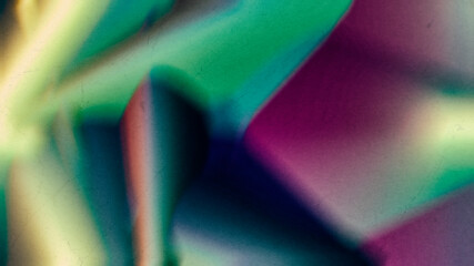 Poster - geometric abstract composition of intersecting planes and volumes of violet-blue-green color, 3D rendering, blurred image