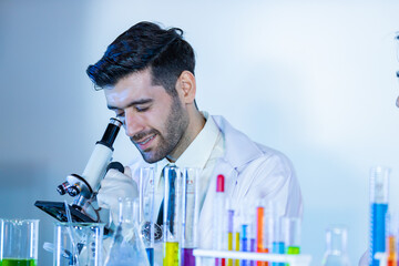 Research scientists analysing test trial new generation vaccine data.