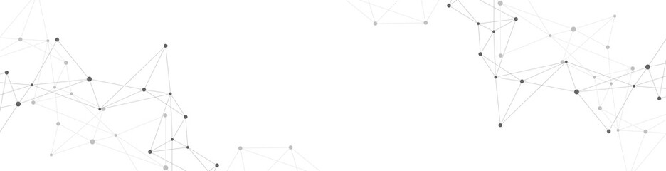 Poster - Website header or banner design with abstract geometric background and connecting dots and lines. Global network connection. Digital technology with plexus background and space for your text.