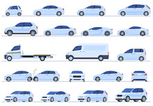 Set Of Different Cars, Sedan, Hatchback, SUV, Station Wagon, Sports Car, Super Cars, Vector Illustration