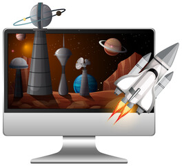 Wall Mural - galaxy background on computer screen