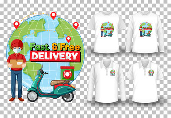 Poster - Set of mockup shirt with delivery theme