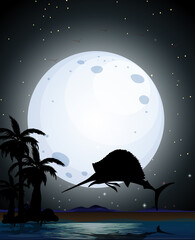 Wall Mural - marlin fish in nature scene silhouette